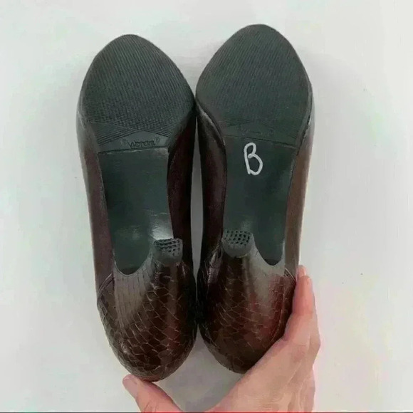 Stuart Weitzman heels 8 brown leather snakeskin pointy vintage 80s 90s pinup - Picture 7 of 12